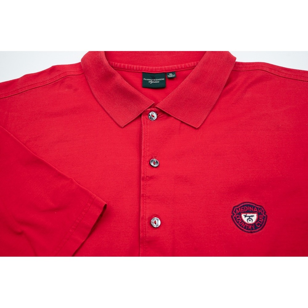 Fairway & Greene Mens XL Red Mercerized Cotton Medinah Country Club Golf Polo